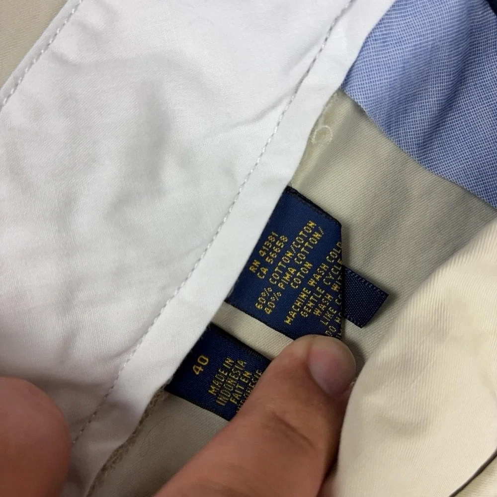 Polo Ralph Lauren Shorts Mens 40 Beige Cotton Chino Classic Fit 9 Inseam Casual
